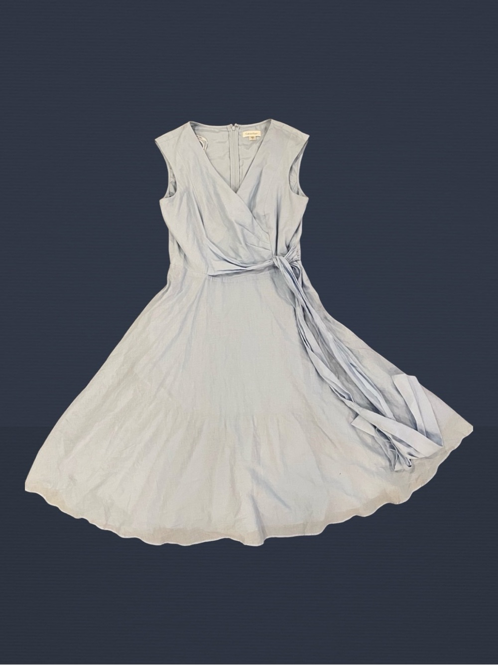 Calvin Klein Pale Blue Sleeveless Wrap Midi Dress